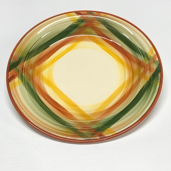 VINTAGE HAND-PAINTED VERNONWARE - HOMESPUN - 12" ROUND SERVING PLATTER - Picture 1 of 3